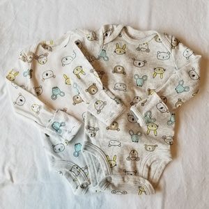 Carters NWOT 2-pack Longsleeve Animal Bodysuits